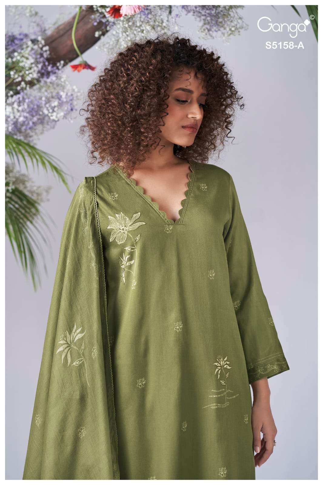 Ganga Fashion IIyssa 5158 Premium Cotton Satin Dress Material