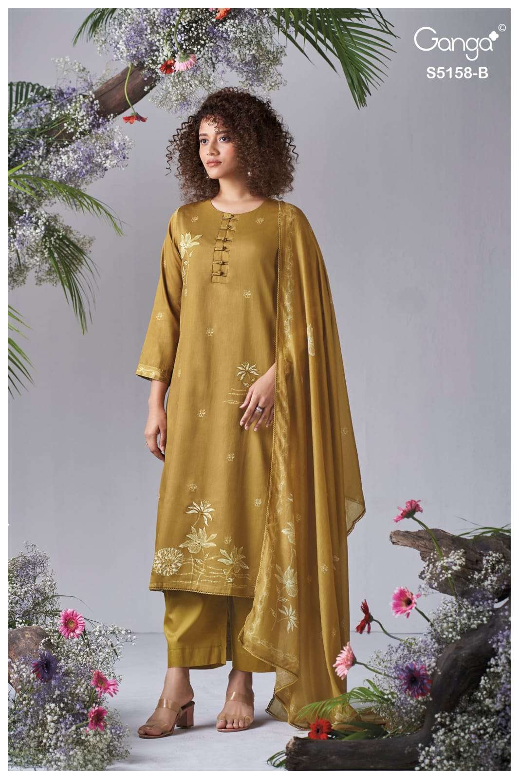 Ganga Fashion IIyssa 5158 Premium Cotton Satin Dress Material