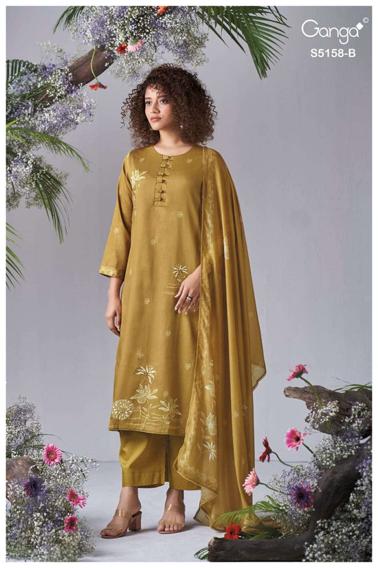 Ganga Fashion IIyssa 5158 Premium Cotton Satin Dress Material