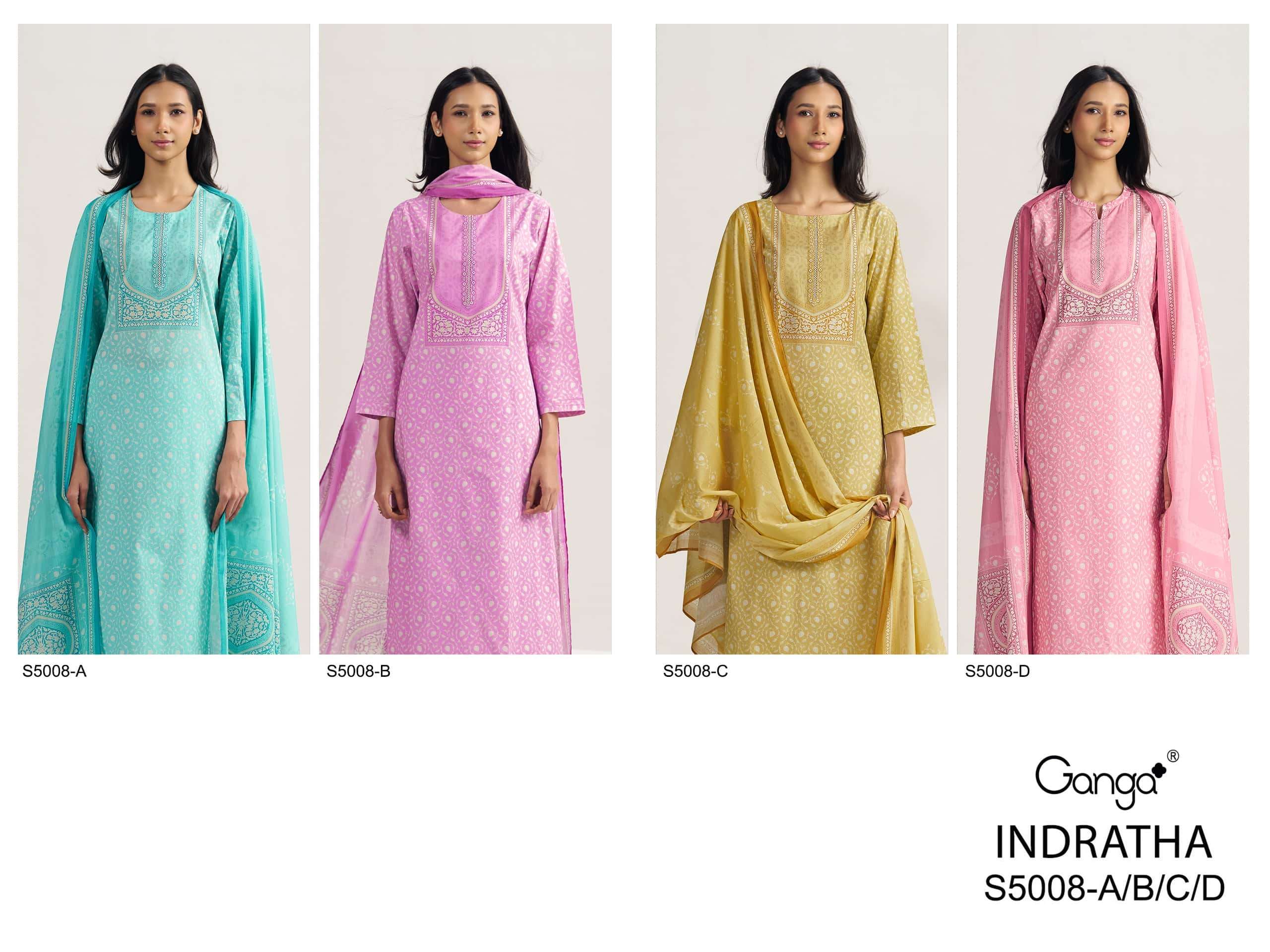 Ganga Fashion Indratha 5008 Premium Cotton Dress Material Collection