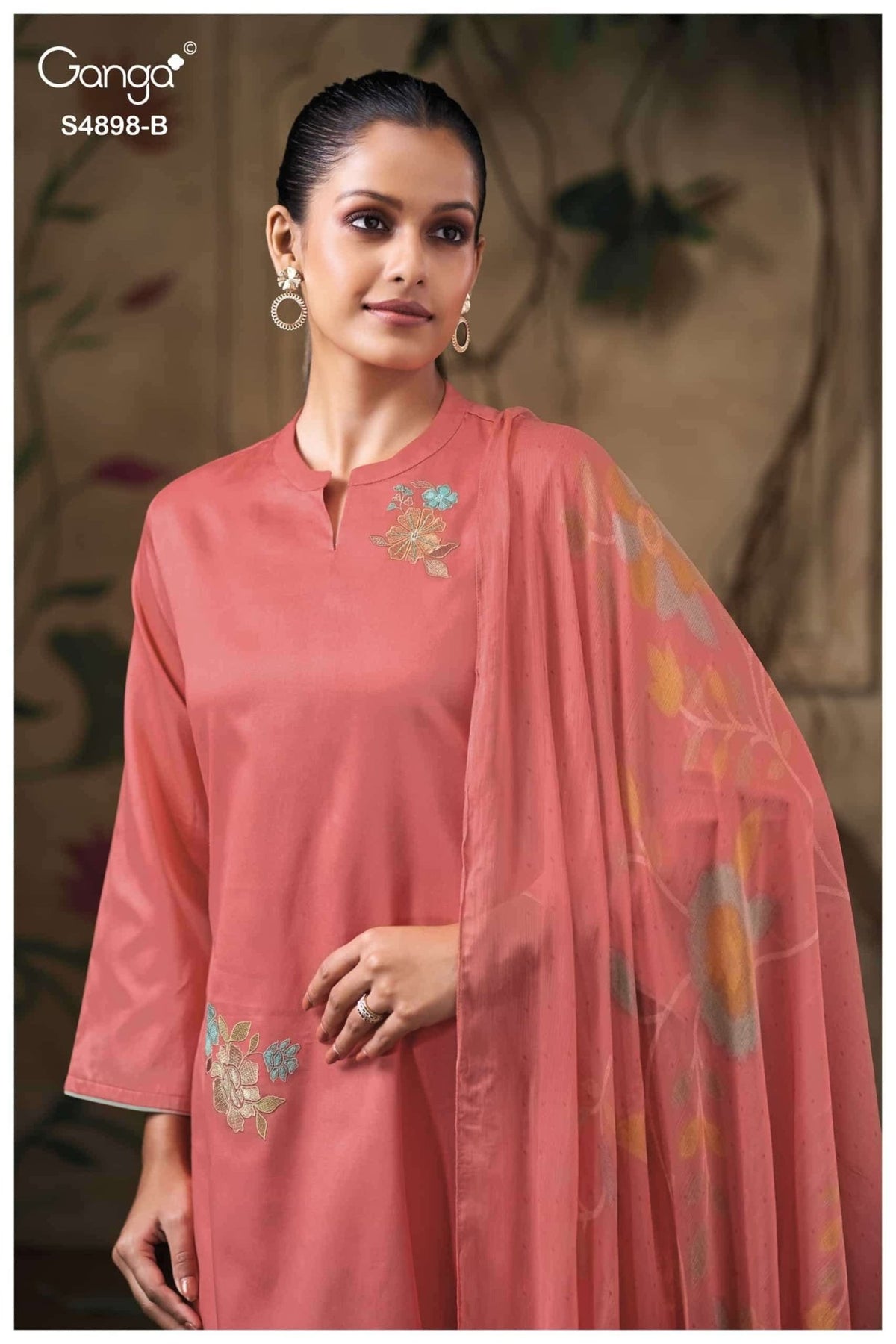 Ganga Fashion Ineza 4898 Premium Cotton Satin Dress Material - Amrah Wholesale