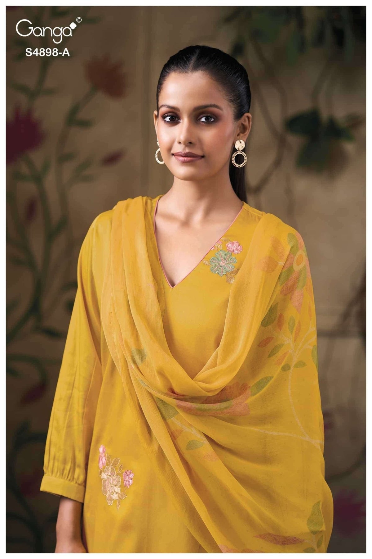 Ganga Fashion Ineza 4898 Premium Cotton Satin Dress Material - Amrah Wholesale