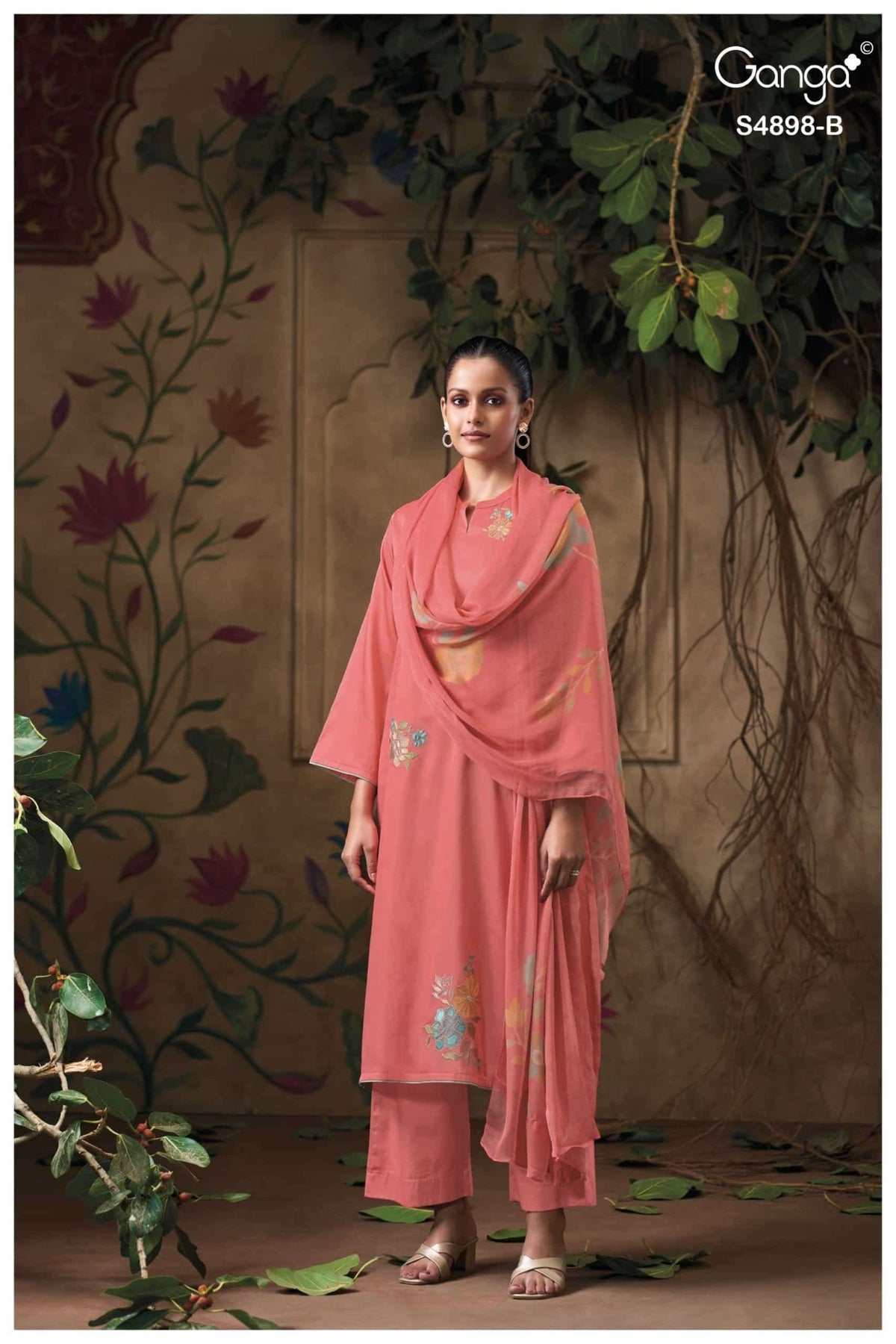 Ganga Fashion Ineza 4898 Premium Cotton Satin Dress Material - Amrah Wholesale