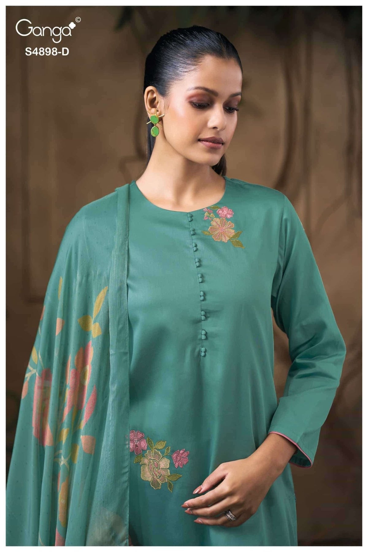 Ganga Fashion Ineza 4898 Premium Cotton Satin Dress Material - Amrah Wholesale