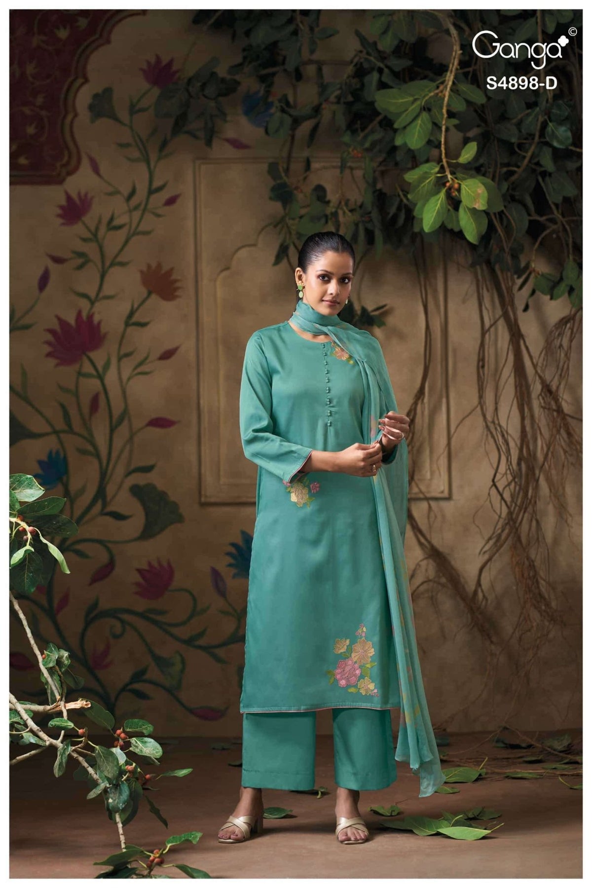 Ganga Fashion Ineza 4898 Premium Cotton Satin Dress Material - Amrah Wholesale