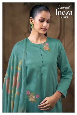 Ganga Fashion Ineza 4898 Premium Cotton Satin Dress Material - Amrah Wholesale