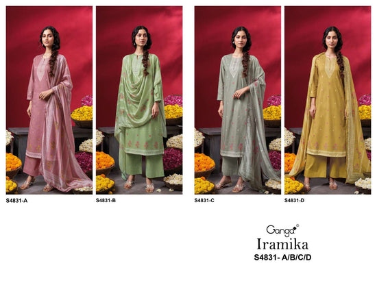 Ganga Fashion Iramika 4831 Premium Cotton Embroidered Dress Material - Amrah Wholesale