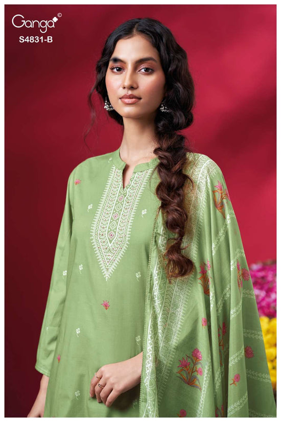 Ganga Fashion Iramika 4831 Premium Cotton Embroidered Dress Material - Amrah Wholesale