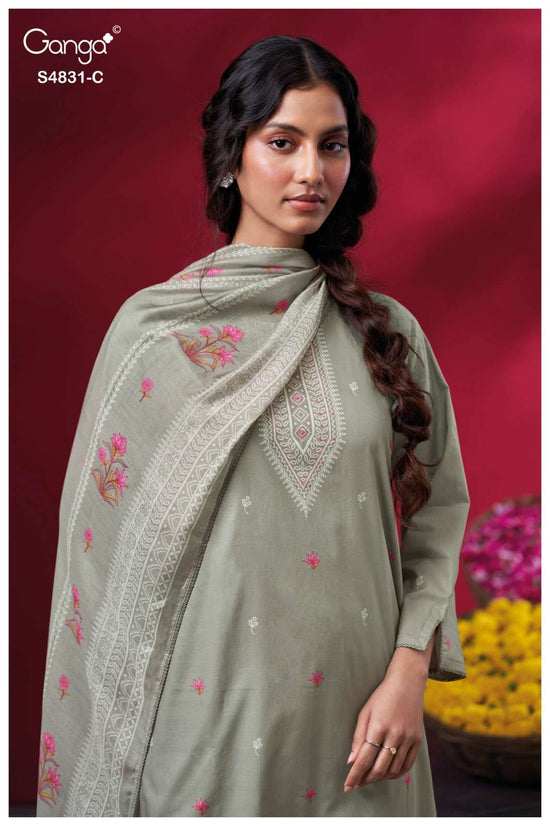 Ganga Fashion Iramika 4831 Premium Cotton Embroidered Dress Material - Amrah Wholesale