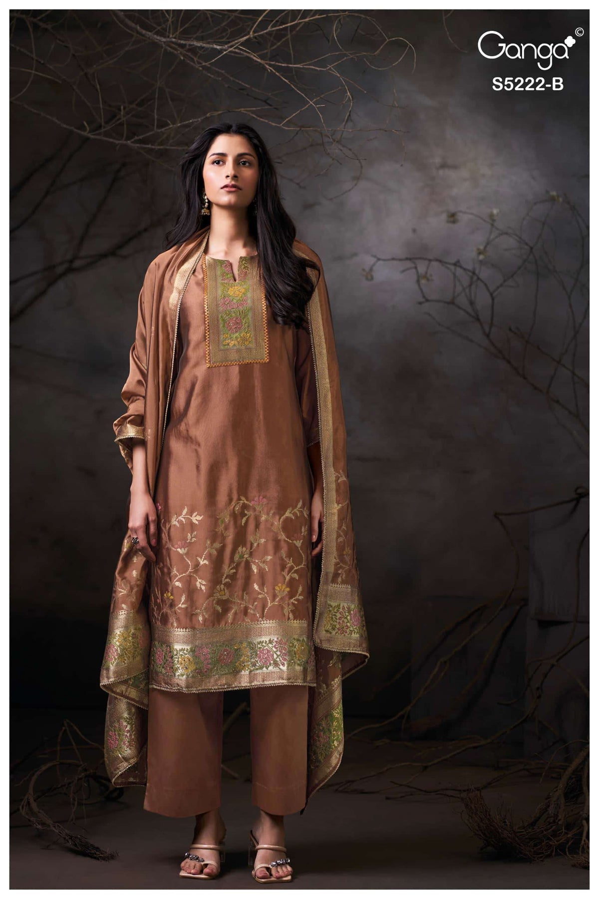 Ganga Fashion Iresha 5222 Viscose Silk Jacquard Dress Material
