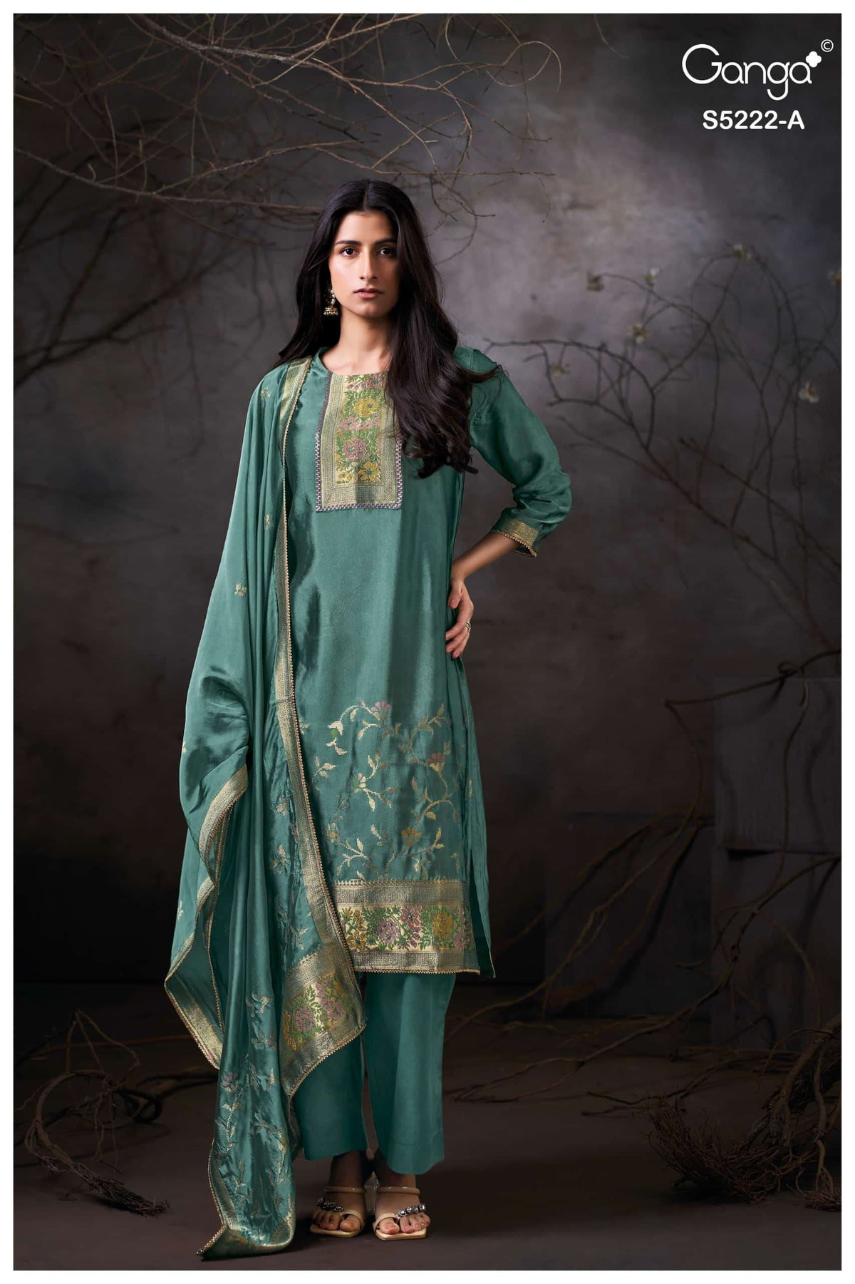 Ganga Fashion Iresha 5222 Viscose Silk Jacquard Dress Material