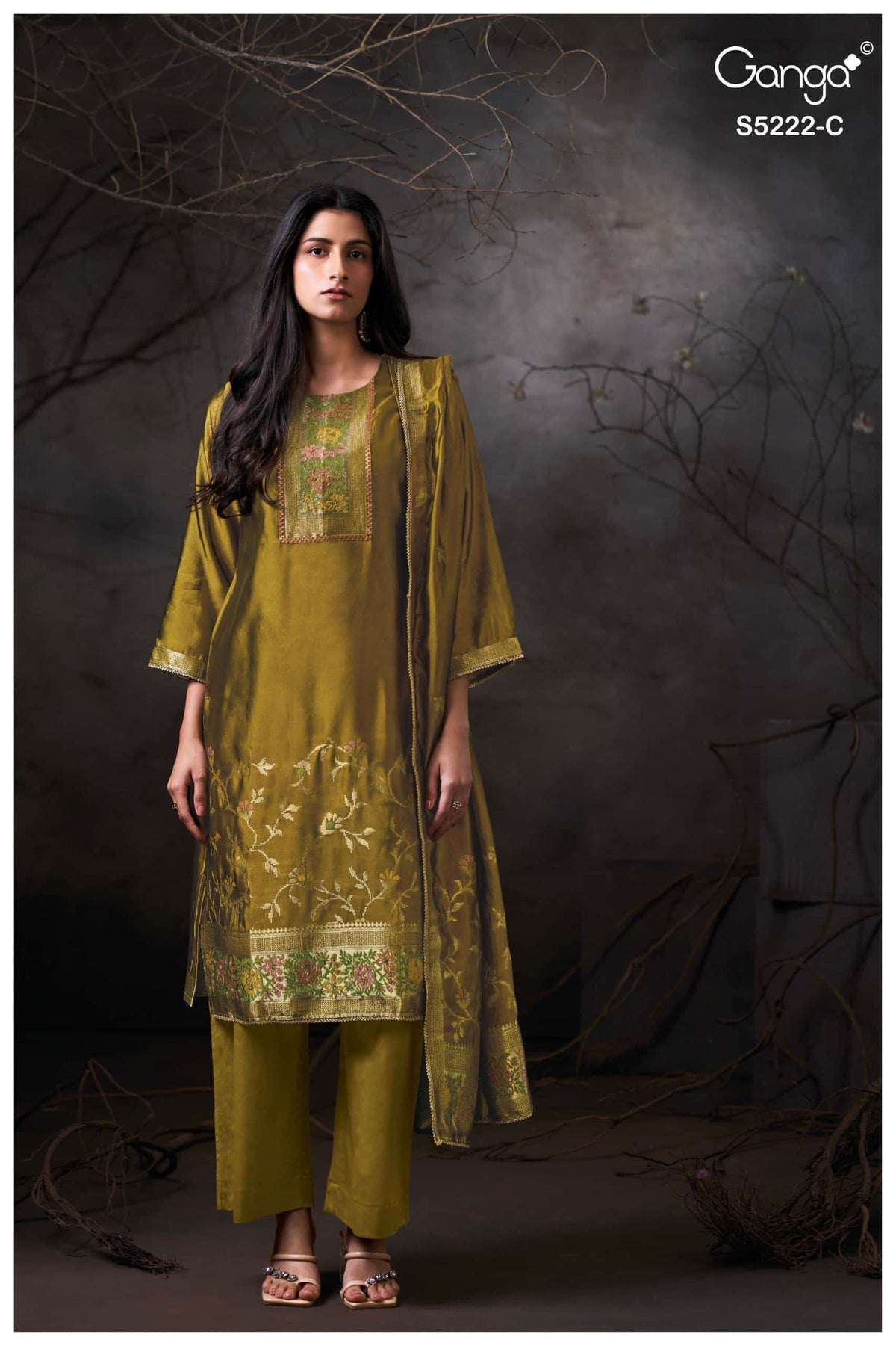 Ganga Fashion Iresha 5222 Viscose Silk Jacquard Dress Material