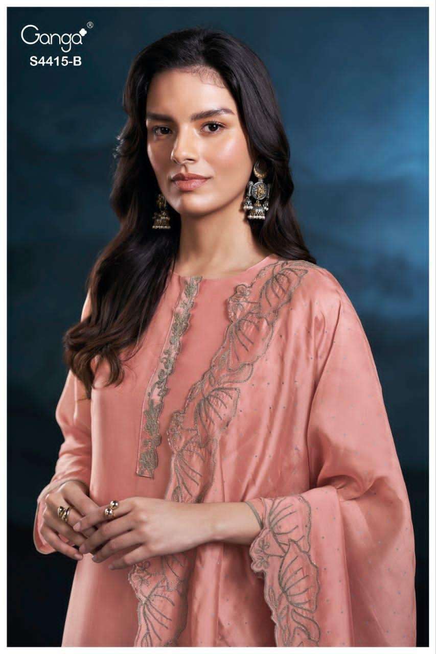 Ganga Fashion Iriska 4415 Pure Bemberg Silk Dress Material - Amrah Wholesale