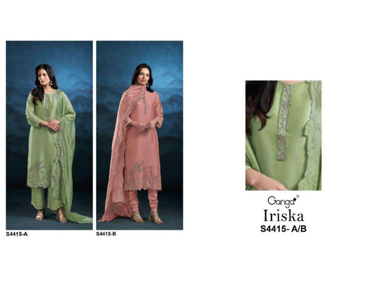 Ganga Fashion Iriska 4415 Pure Bemberg Silk Dress Material - Amrah Wholesale