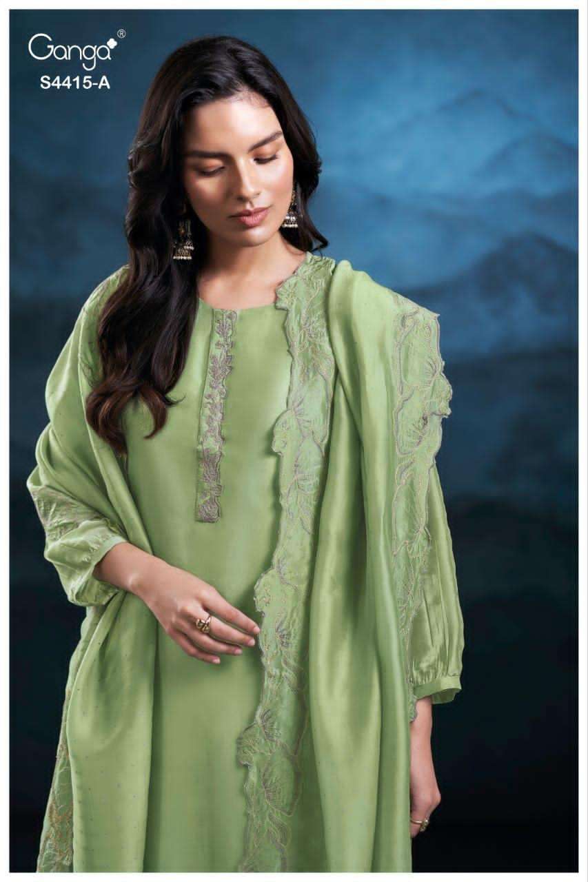 Ganga Fashion Iriska 4415 Pure Bemberg Silk Dress Material - Amrah Wholesale