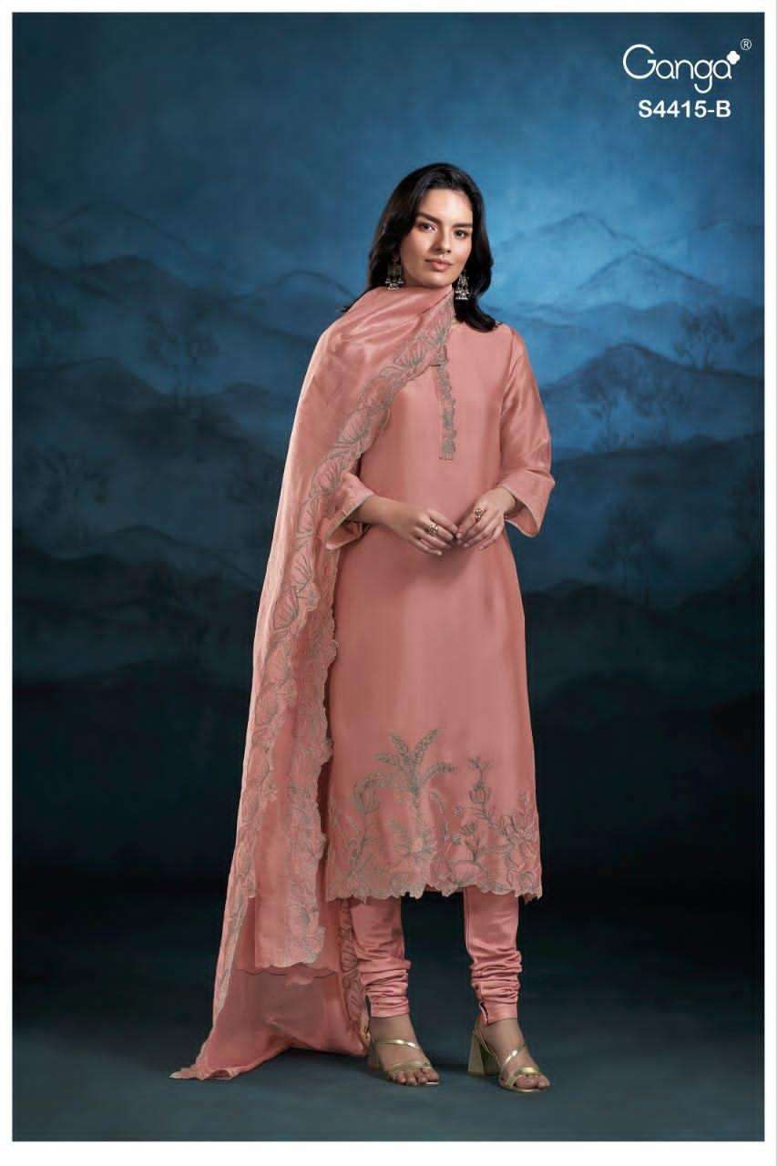 Ganga Fashion Iriska 4415 Pure Bemberg Silk Dress Material - Amrah Wholesale