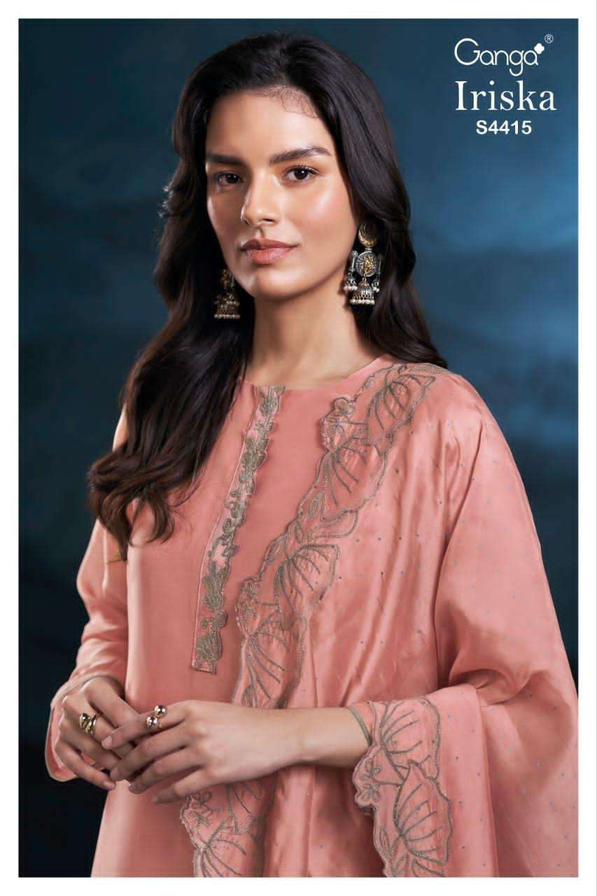 Ganga Fashion Iriska 4415 Pure Bemberg Silk Dress Material - Amrah Wholesale