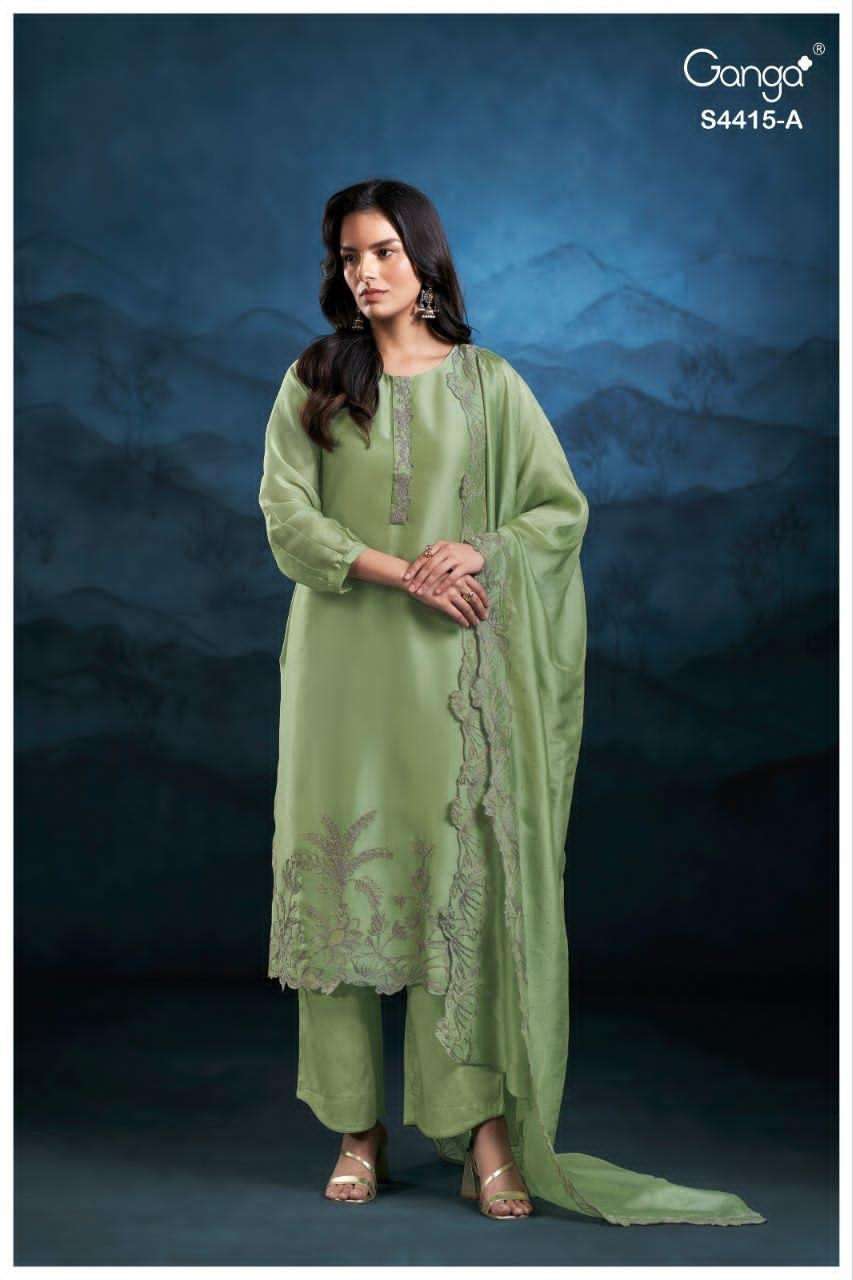 Ganga Fashion Iriska 4415 Pure Bemberg Silk Dress Material - Amrah Wholesale