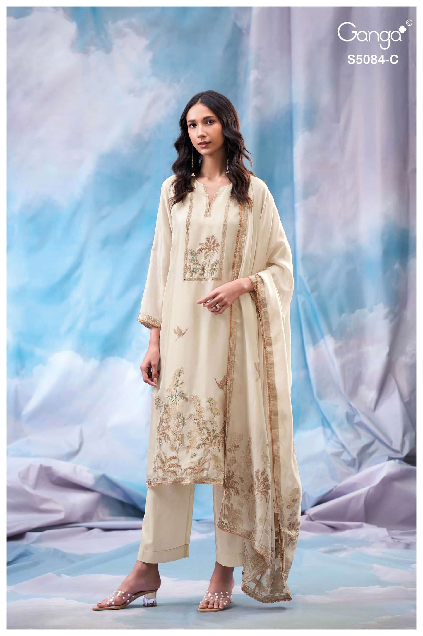Ganga Fashion Iryana 5084 Pure Woven Silk Jacquard Designer Dress Material