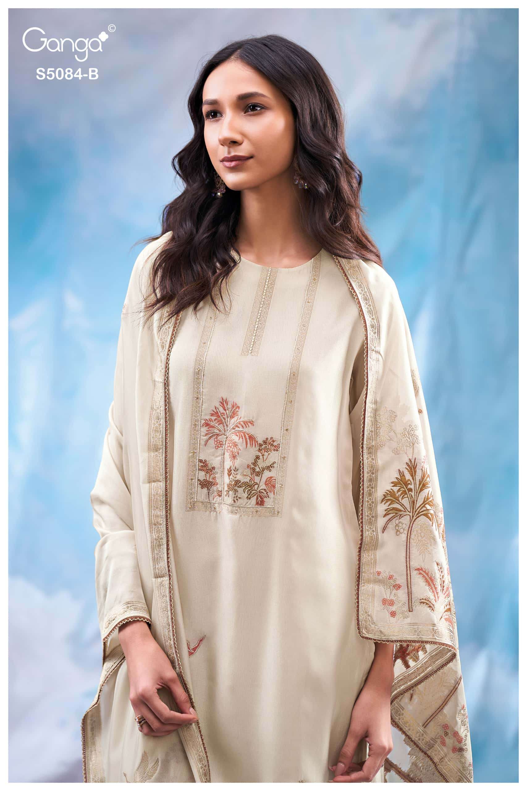 Ganga Fashion Iryana 5084 Pure Woven Silk Jacquard Designer Dress Material