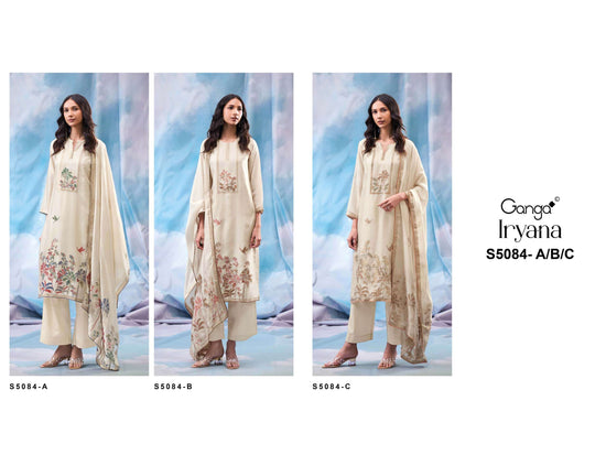 Ganga Fashion Iryana 5084 Pure Woven Silk Jacquard Designer Dress Material