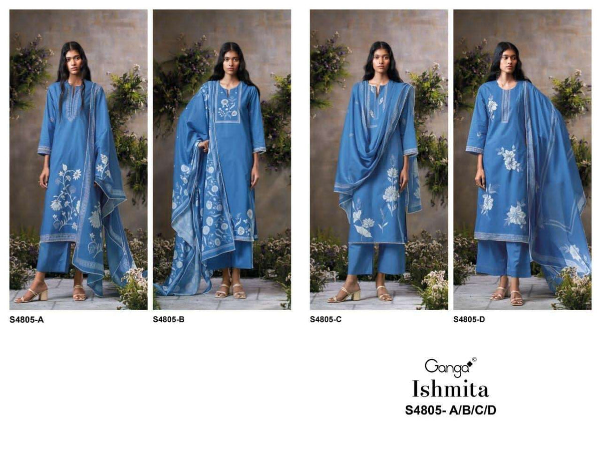 Ganga Fashion Ishmita 4805 Premium Cotton Dress Material - Amrah Wholesale