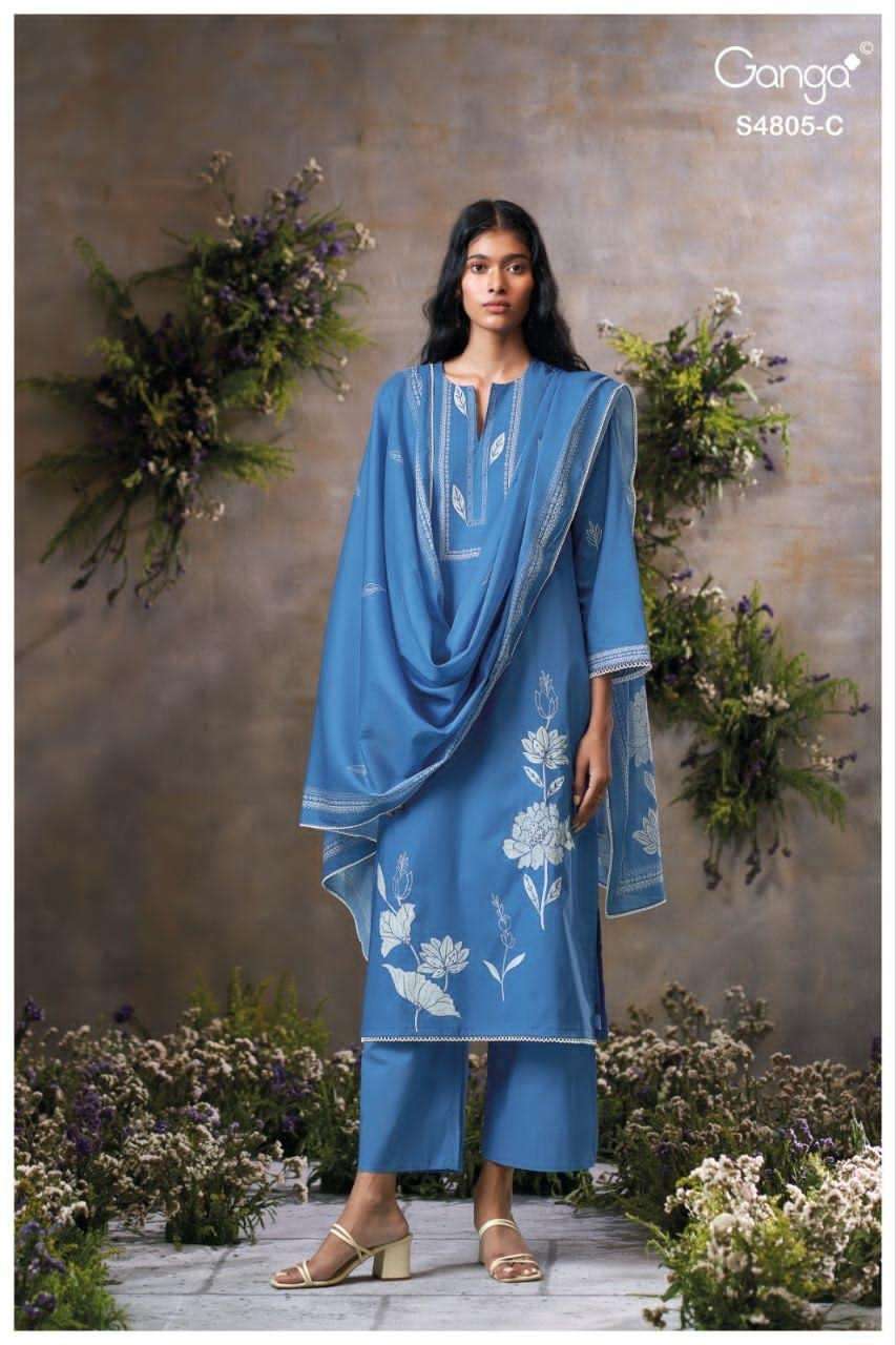 Ganga Fashion Ishmita 4805 Premium Cotton Dress Material - Amrah Wholesale