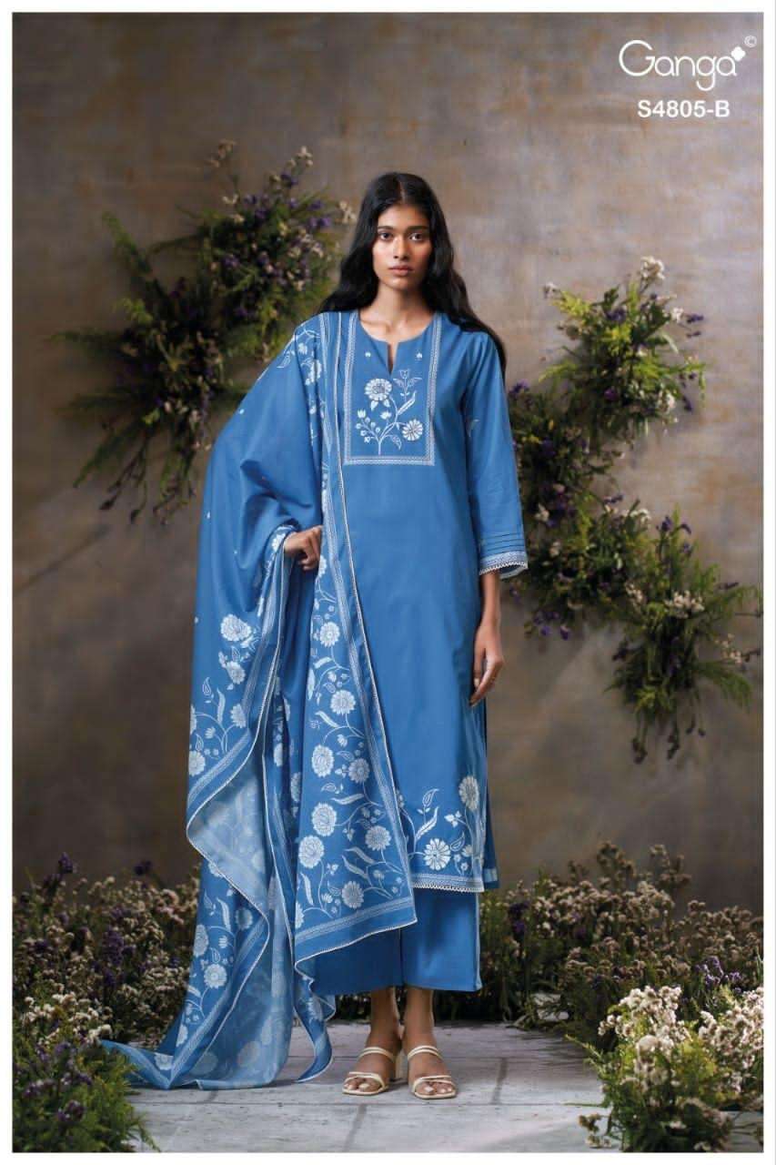 Ganga Fashion Ishmita 4805 Premium Cotton Dress Material - Amrah Wholesale