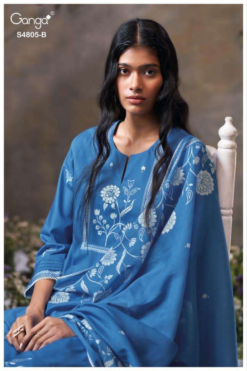 Ganga Fashion Ishmita 4805 Premium Cotton Dress Material - Amrah Wholesale