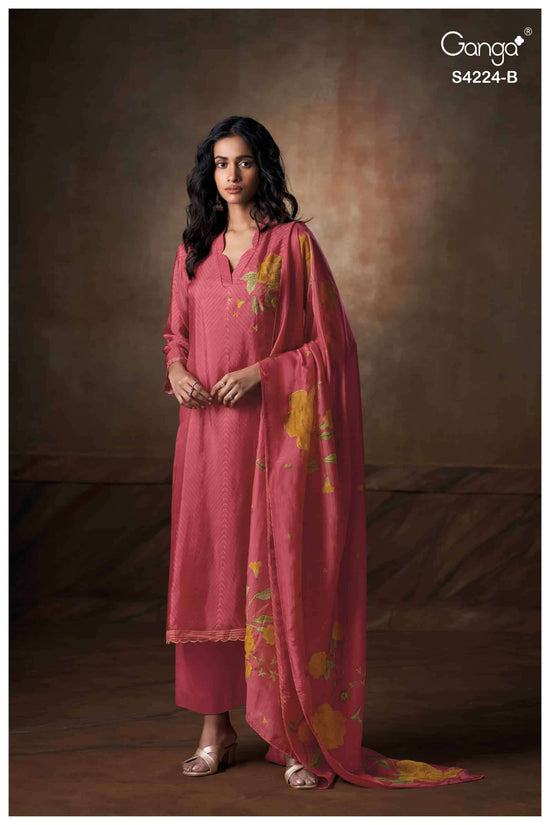 Ganga Fashion Ishvika 4224 Premium Bemberg Habutai Embroidered Salwar Suit Set