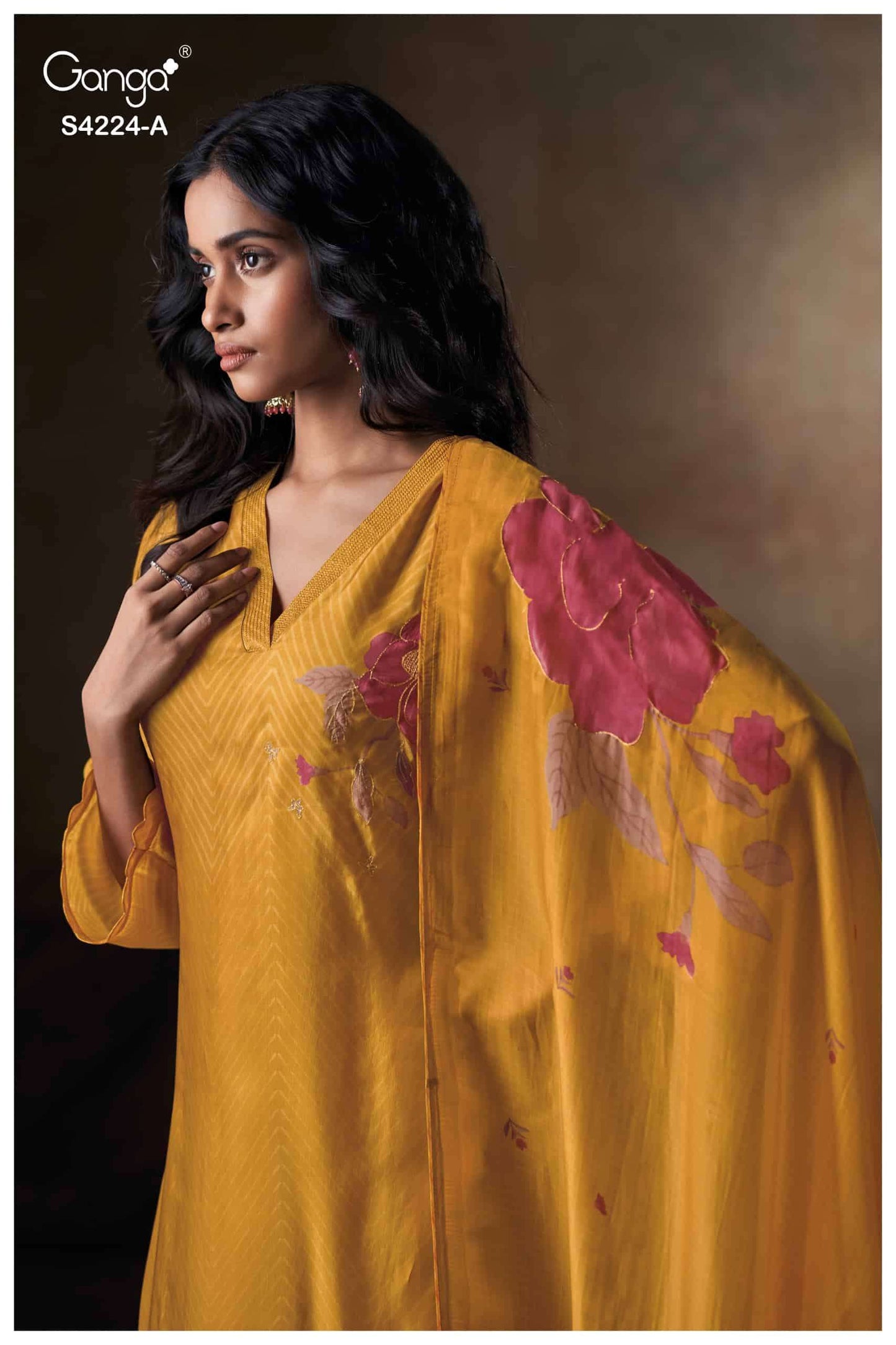 Ganga Fashion Ishvika 4224 Premium Bemberg Habutai Embroidered Salwar Suit Set