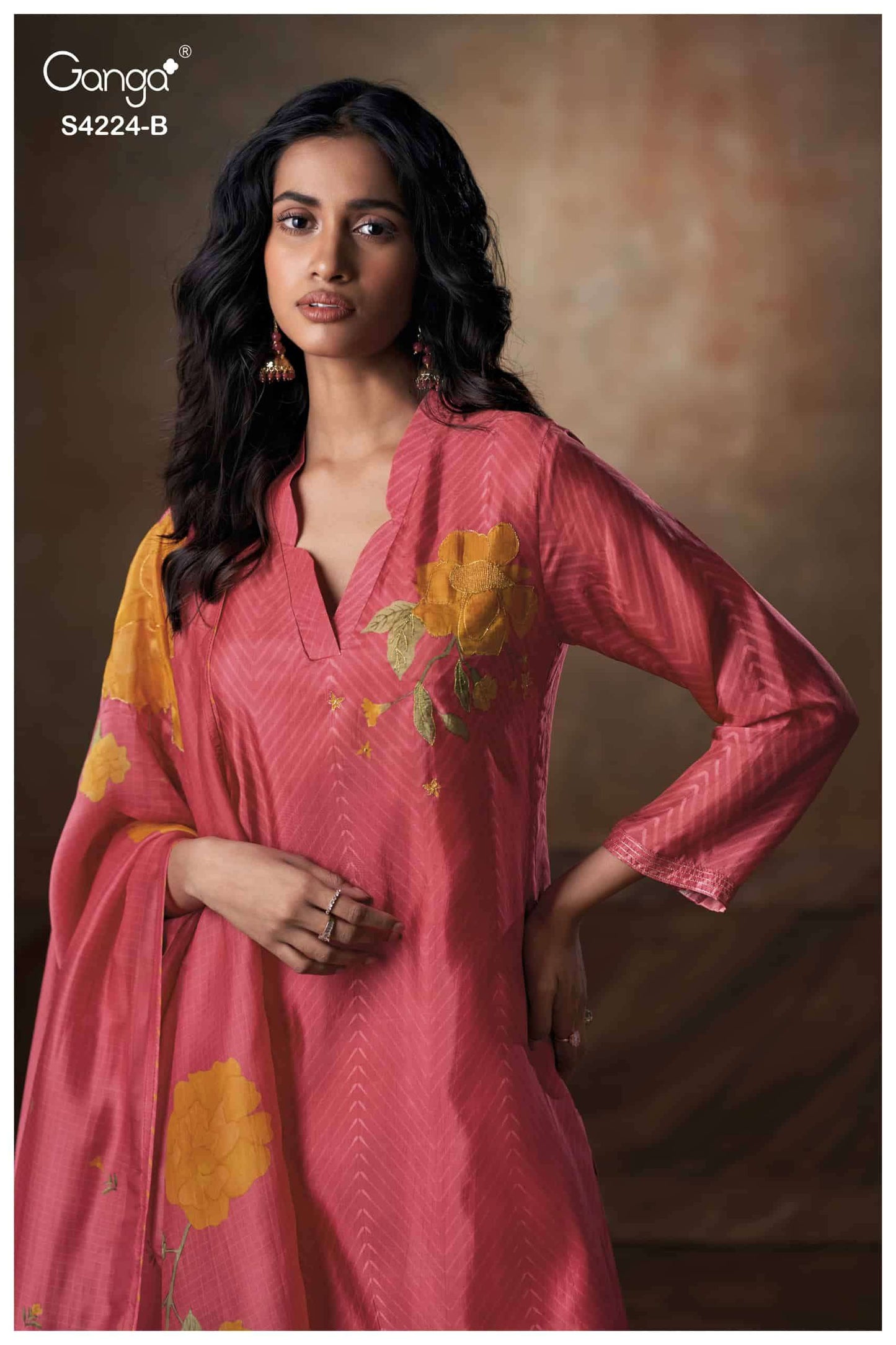 Ganga Fashion Ishvika 4224 Premium Bemberg Habutai Embroidered Salwar Suit Set