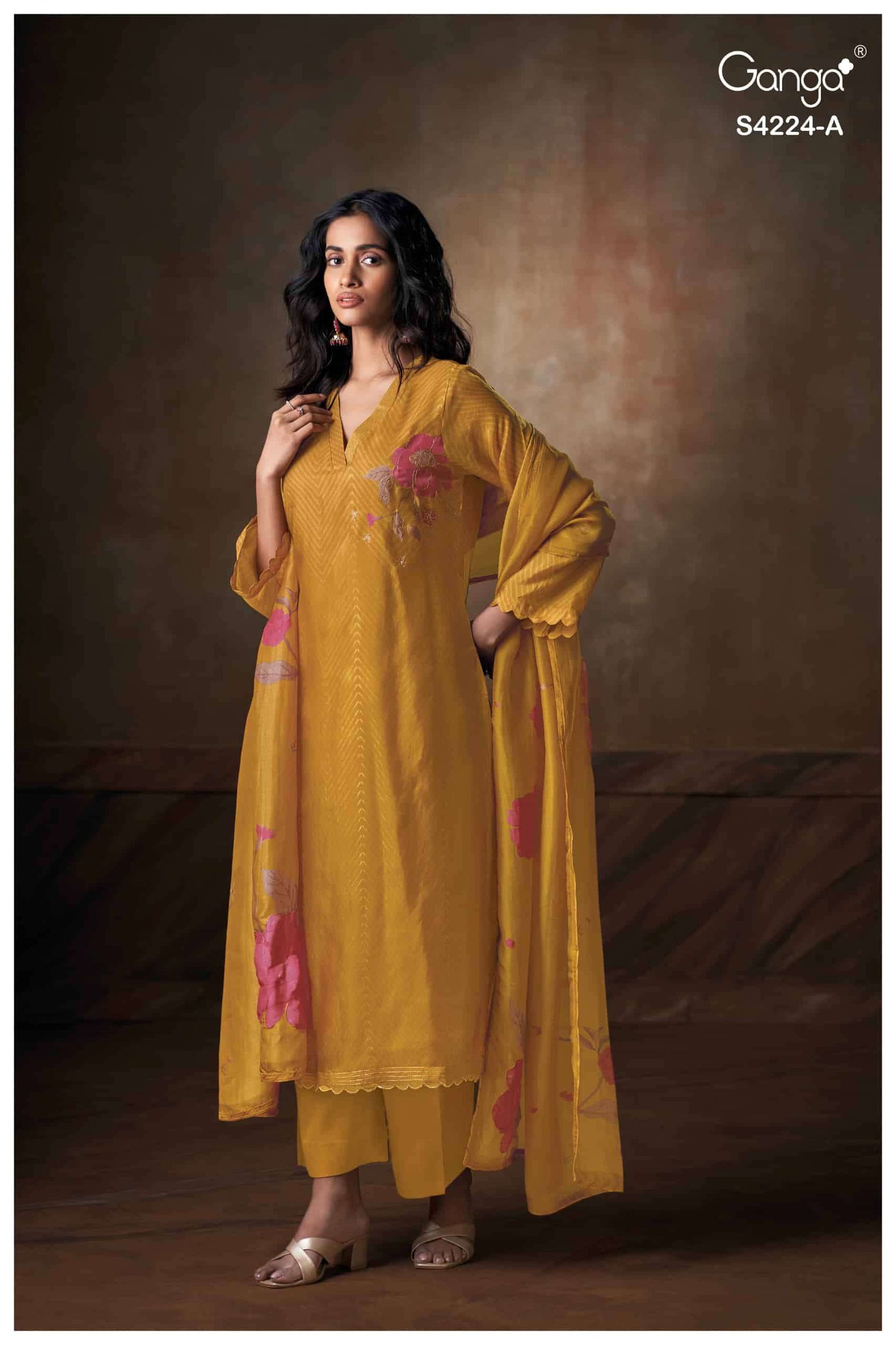 Ganga Fashion Ishvika 4224 Premium Bemberg Habutai Embroidered Salwar Suit Set