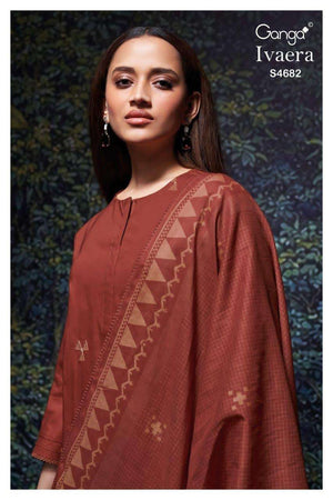 Ganga Fashion Ivaera 4682 Cotton Embroidered Dress Material