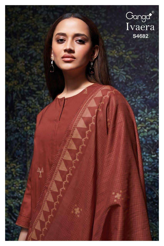 Ganga Fashion Ivaera 4682 Cotton Embroidered Dress Material