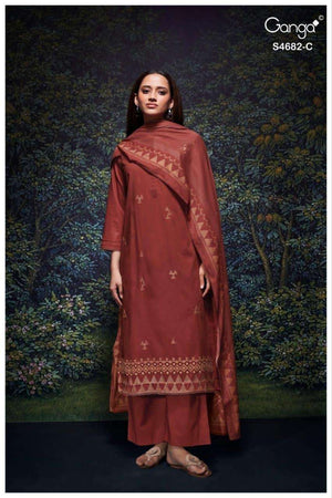 Ganga Fashion Ivaera 4682 Cotton Embroidered Dress Material
