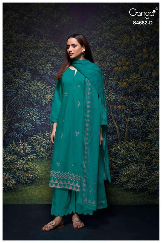 Ganga Fashion Ivaera 4682 Cotton Embroidered Dress Material