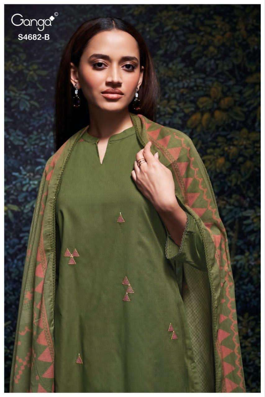 Ganga Fashion Ivaera 4682 Cotton Embroidered Dress Material
