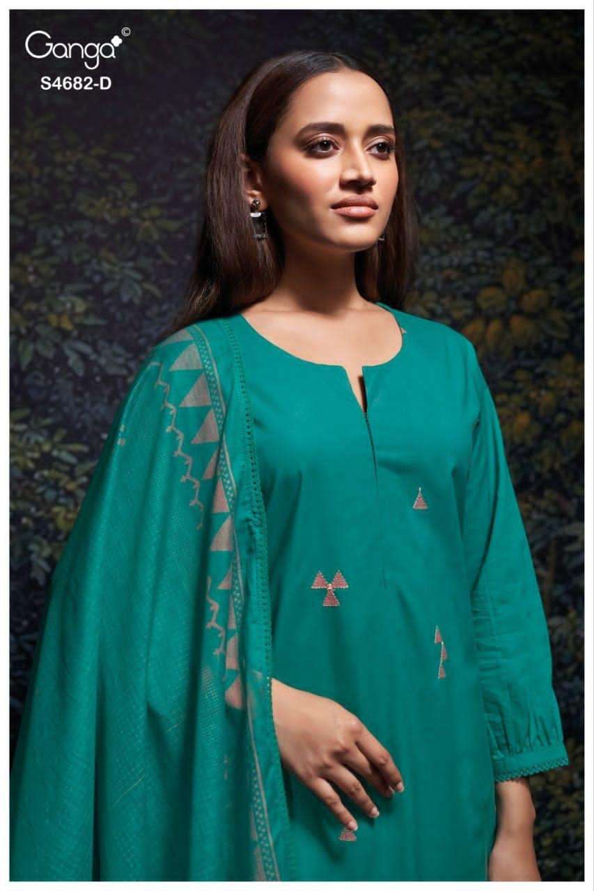 Ganga Fashion Ivaera 4682 Cotton Embroidered Dress Material