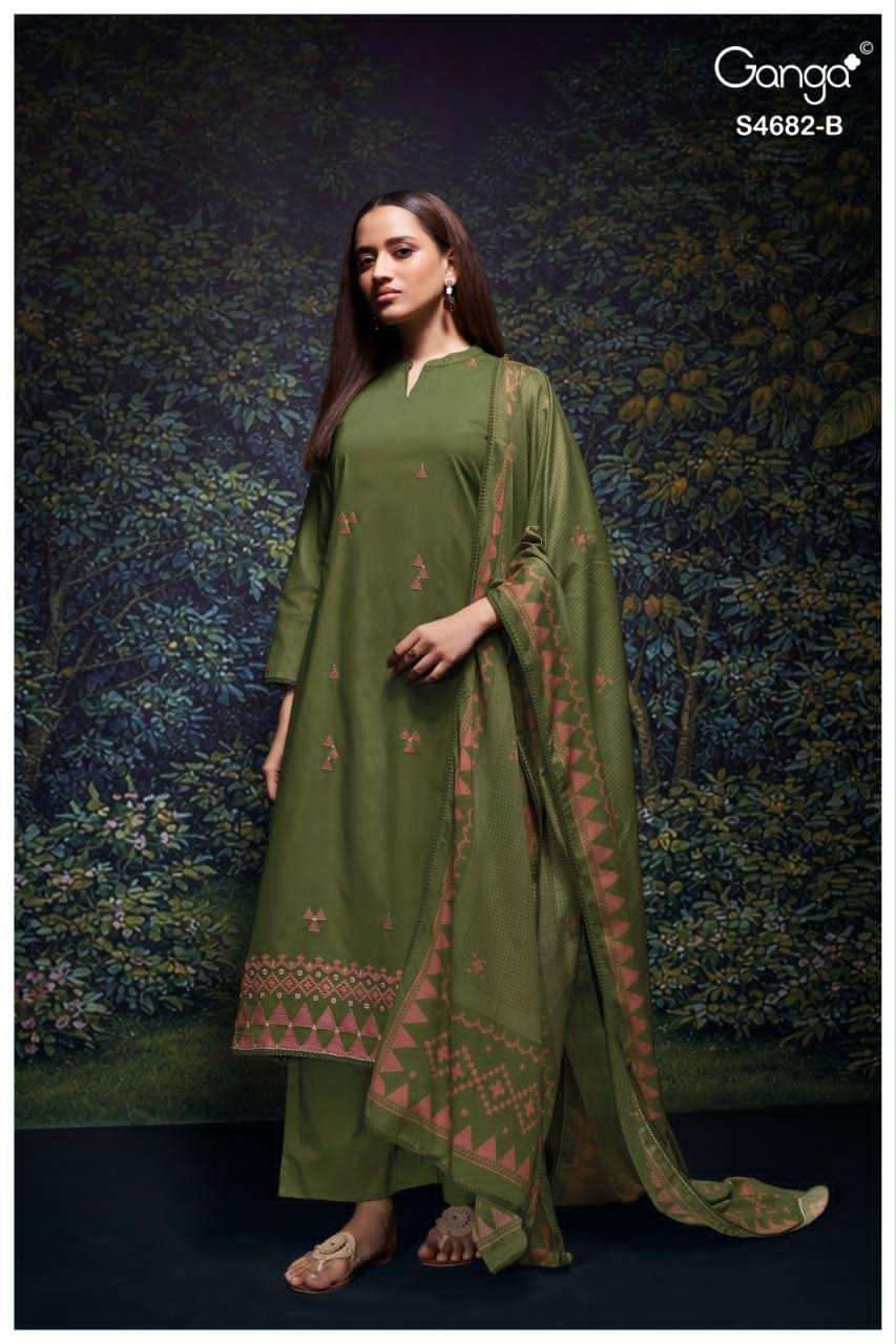 Ganga Fashion Ivaera 4682 Cotton Embroidered Dress Material