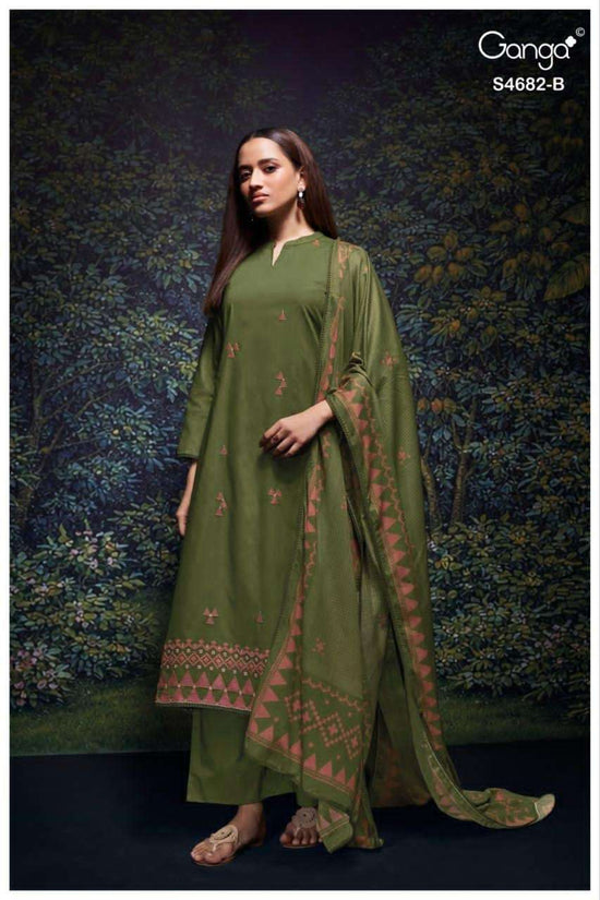 Ganga Fashion Ivaera 4682 Cotton Embroidered Dress Material