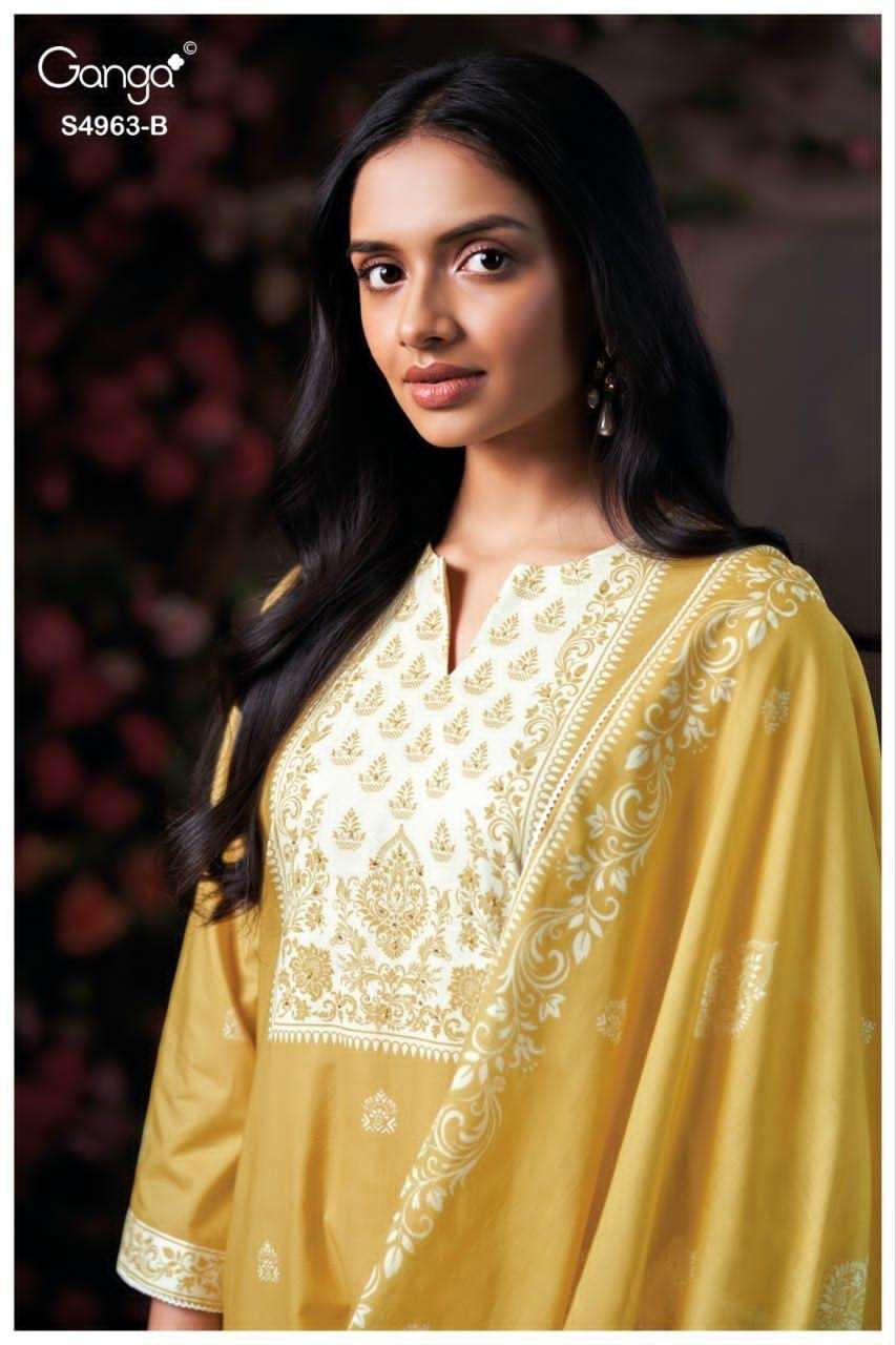 Ganga Fashion Ivania 4963 Premium Cotton Dress Material - Amrah Wholesale
