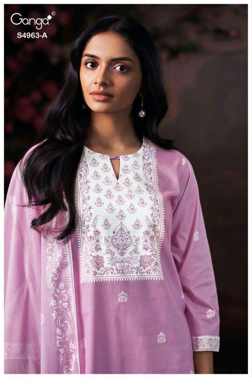 Ganga Fashion Ivania 4963 Premium Cotton Dress Material - Amrah Wholesale