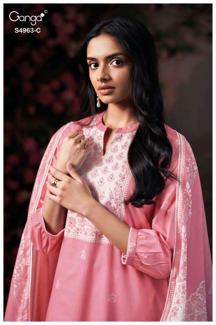 Ganga Fashion Ivania 4963 Premium Cotton Dress Material - Amrah Wholesale