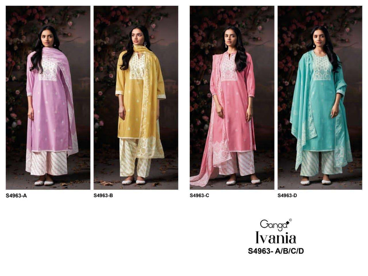 Ganga Fashion Ivania 4963 Premium Cotton Dress Material - Amrah Wholesale
