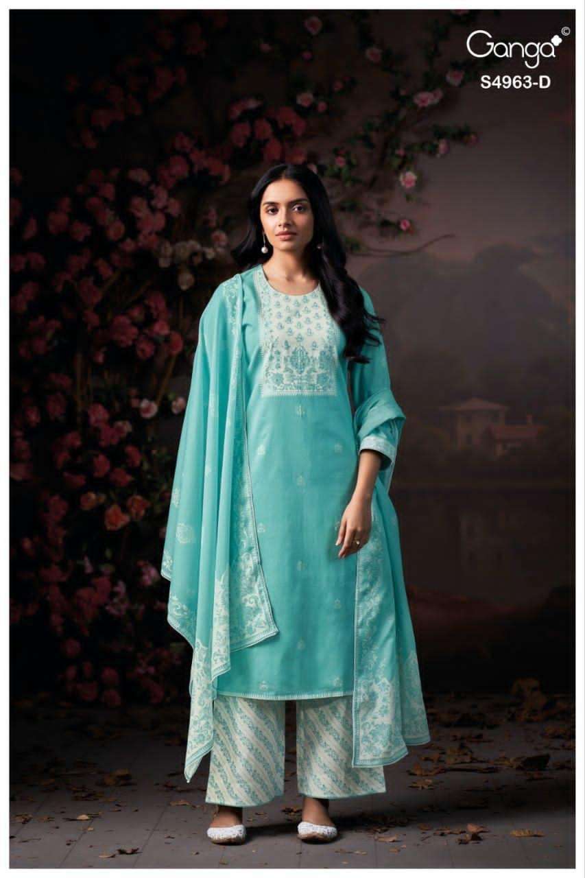 Ganga Fashion Ivania 4963 Premium Cotton Dress Material - Amrah Wholesale