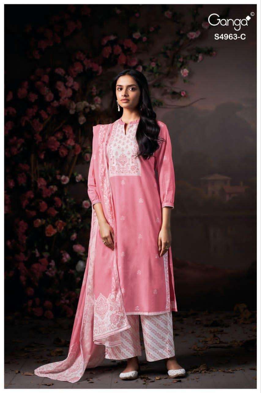 Ganga Fashion Ivania 4963 Premium Cotton Dress Material - Amrah Wholesale