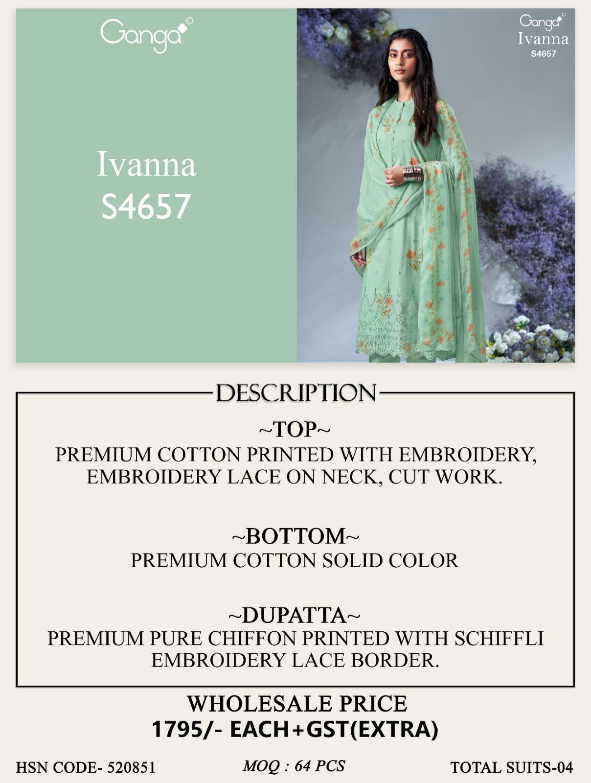 Ganga Fashion Ivanna 4657 Cotton Salwar Suit Set Wholesale - Amrah Wholesale