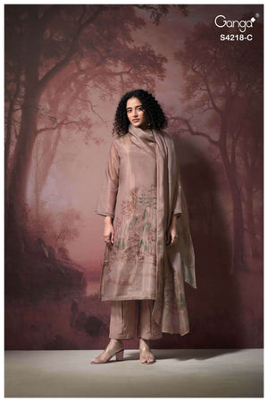 Ganga Fashion Ivella 4218 Pure Bemberg Silk Designer Dress Material - Amrah Wholesale