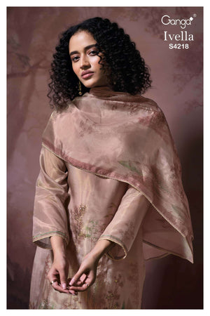 Ganga Fashion Ivella 4218 Pure Bemberg Silk Designer Dress Material - Amrah Wholesale